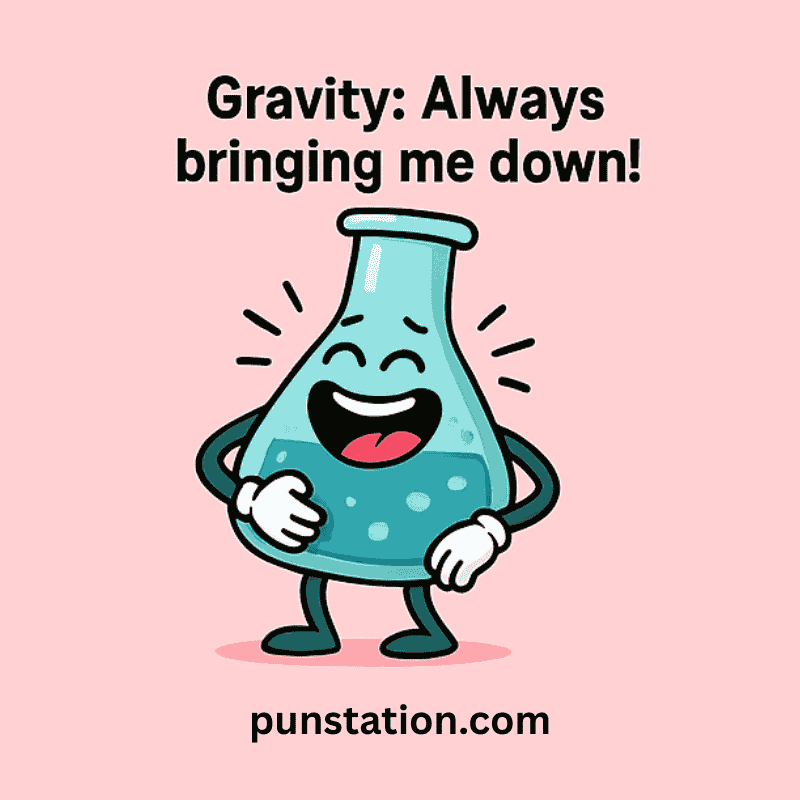 A cartoon of flask laughing under funny science pun