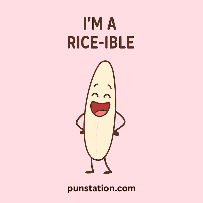 Rice Cartoon Laughing With Short Rice Pun