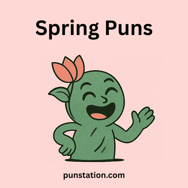 Spring season cartoon under text spring puns