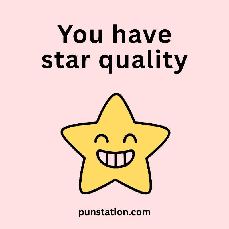 A cartoon of yellow star laughing under funny puns