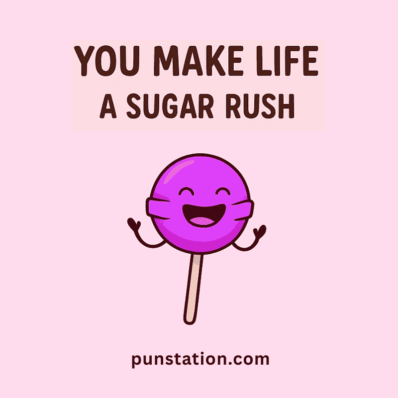Lolipop cartoon laughing with sweet funny pun