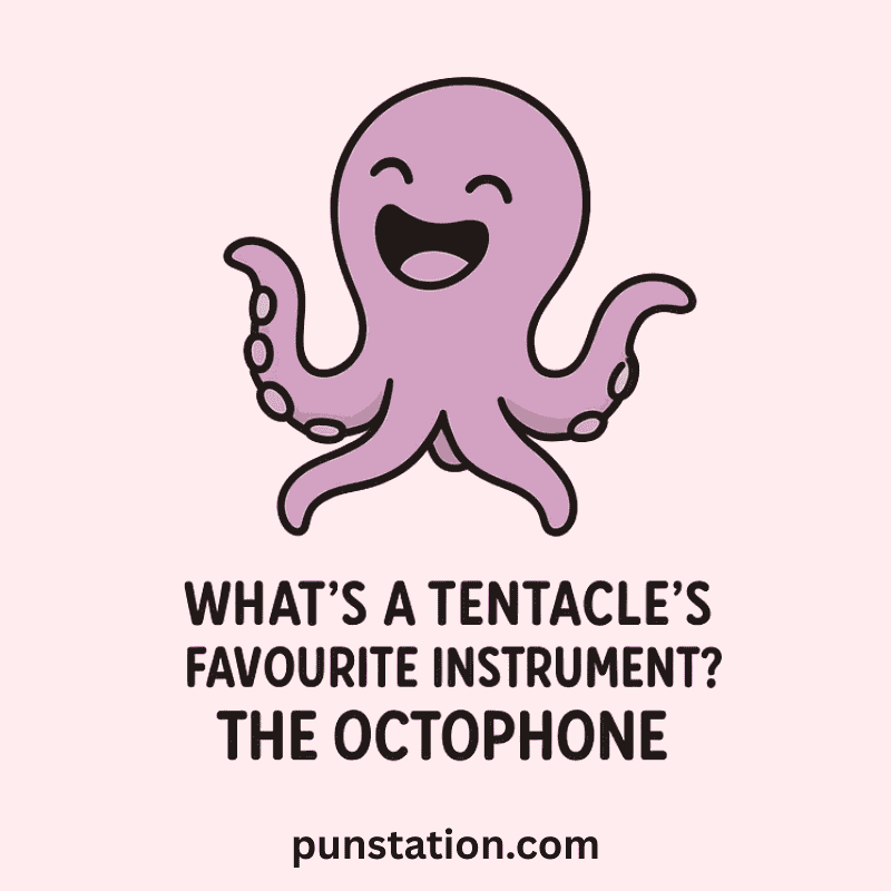 a cartoon of Tentacle laughing with one liner pun