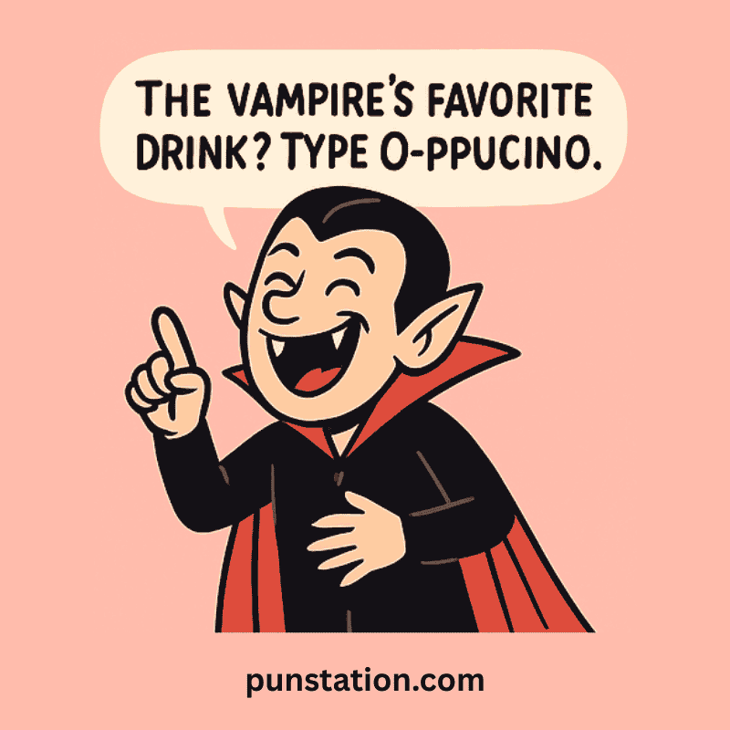 Vapire cartoon laughing under funny comment box
