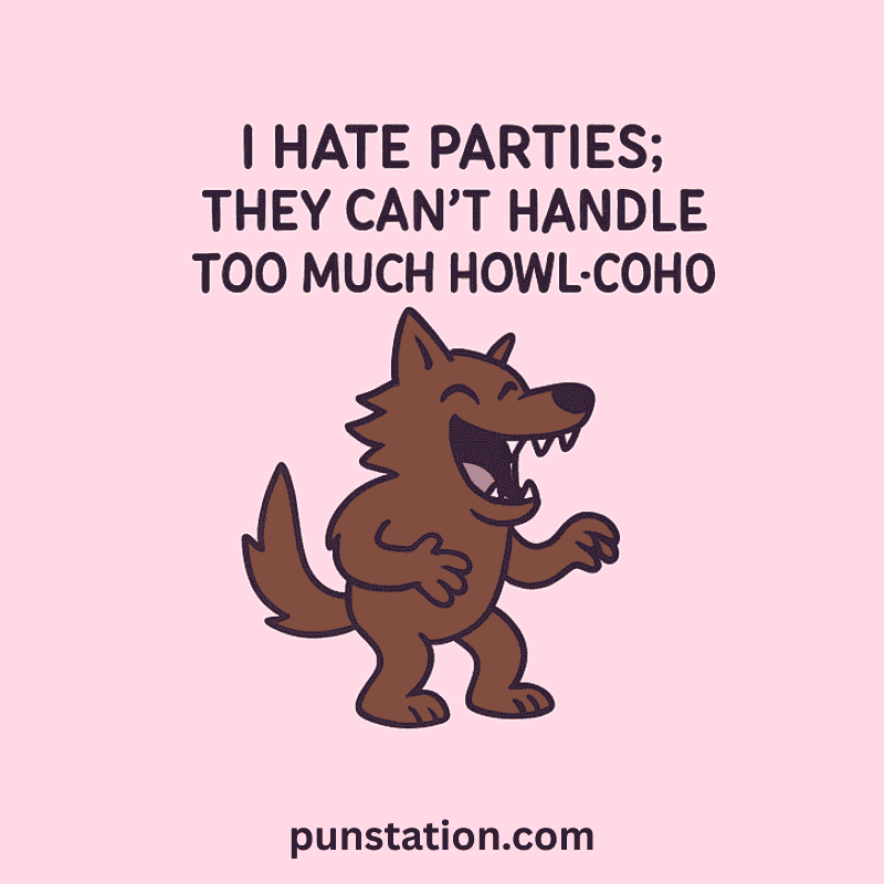 warewolf cartoon laughing with one line pun