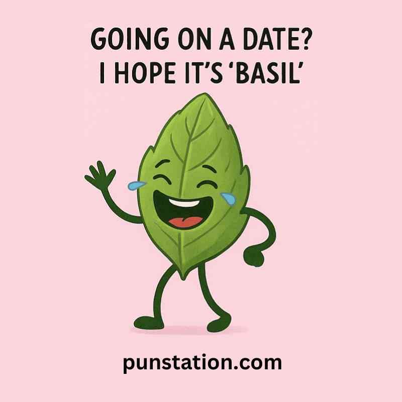 basil leaf cartoon is laugh out loud with funny pun