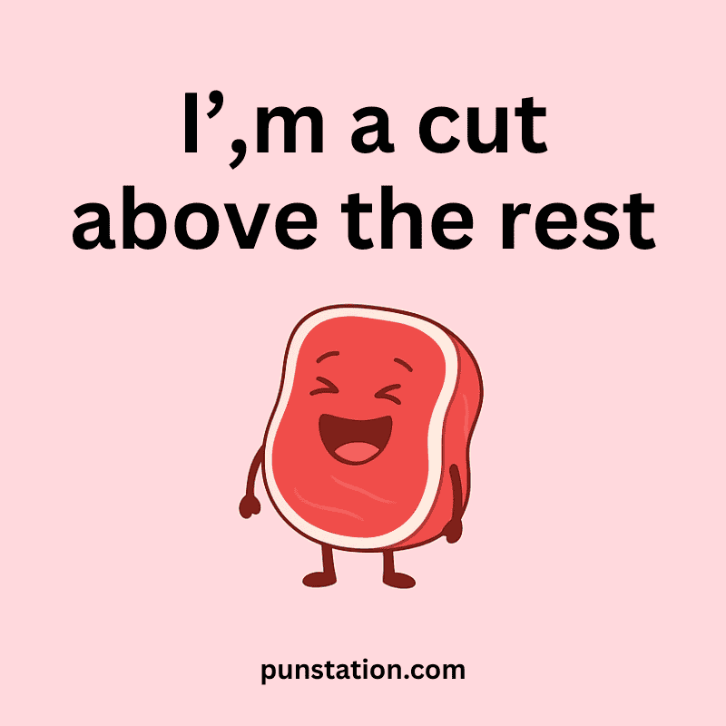 Funny Beef piece cartoon is laughing with one liner pun
