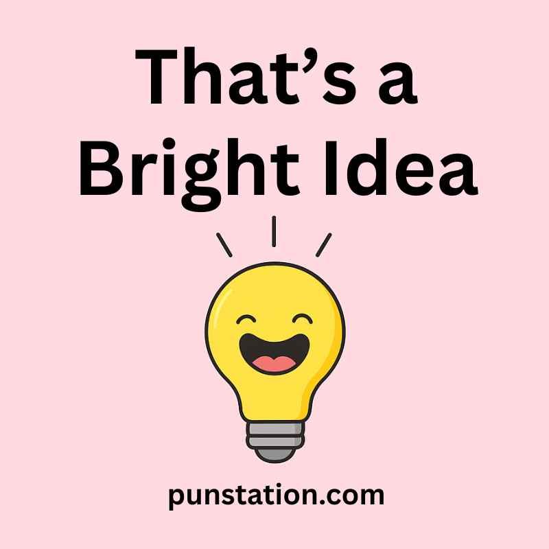 bulb cartoon is laughing with short pun