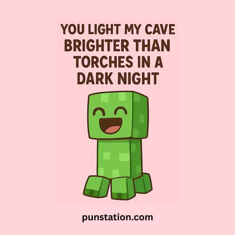 A cartoon of minecreaft blocks is laughing with one liner pun text