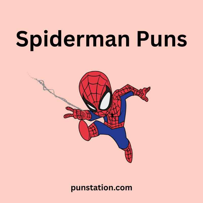 A cartoon of spiderman under text spiderman puns