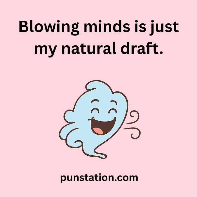 Funny Wind Cartoon is Laughing Under One Liner Pun