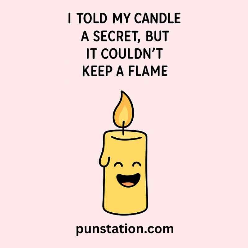 Yellow candle cartoon is laughing under funny pun
