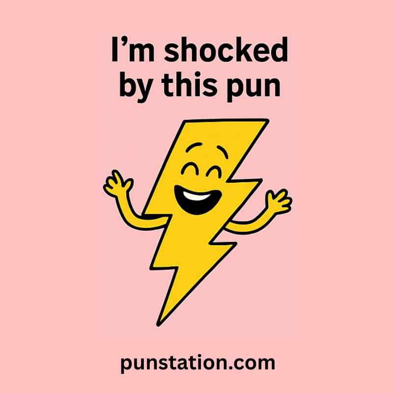 A cartoon of electricity is laughing under funny puns