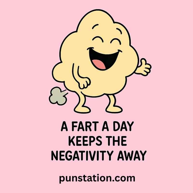a cartoon of fart is laughing with one liner pun