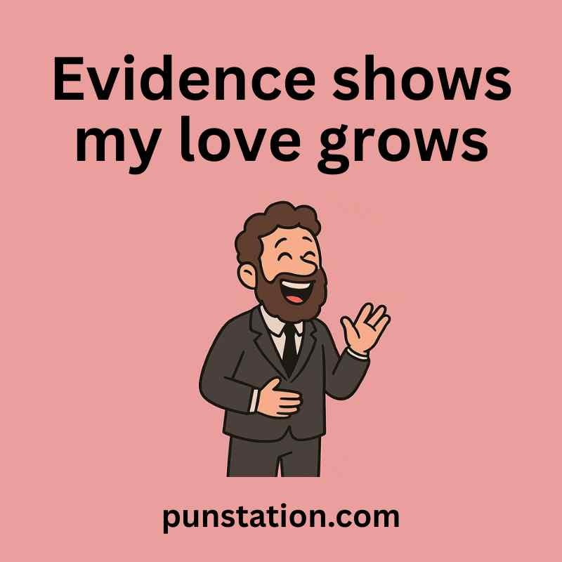 Male lawyer cartoon is laughing under love pun