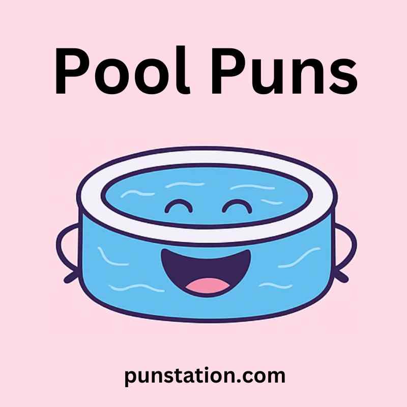 A cartoon of pole is laughing under text pool puns