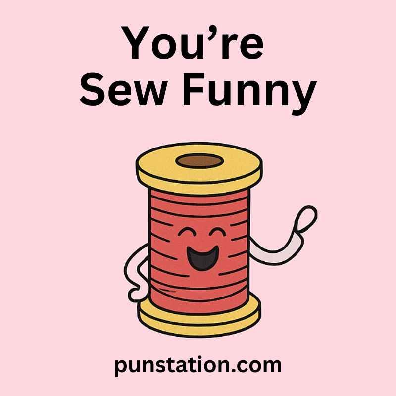 a roll of thread cartoon is laughing with shortpuns