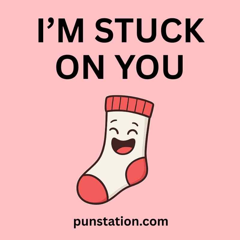 White sock cartoon is laughing under short pun