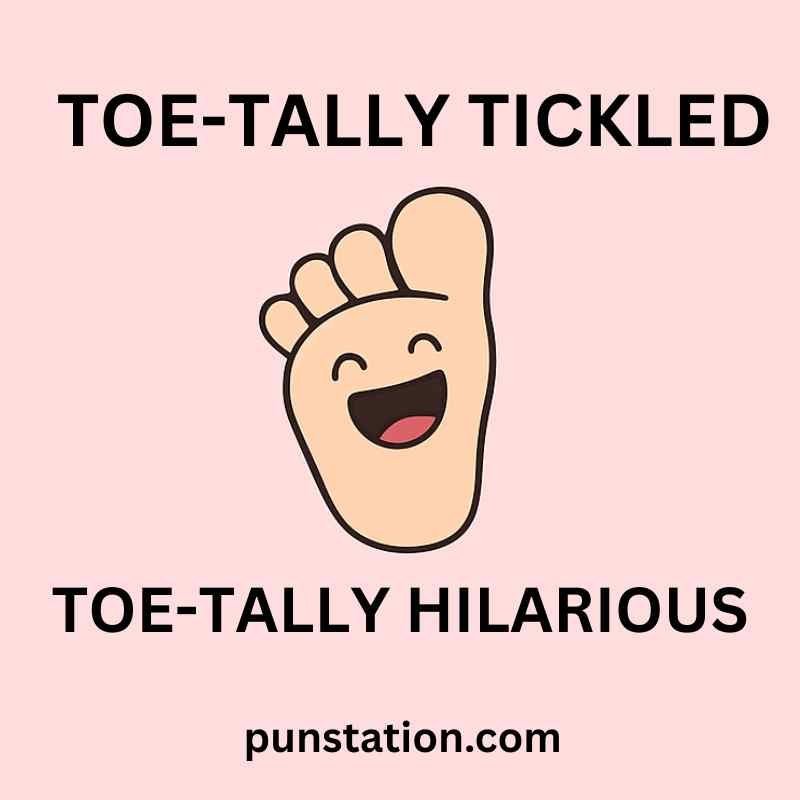 Funny toe cartoon is laughing with short pun