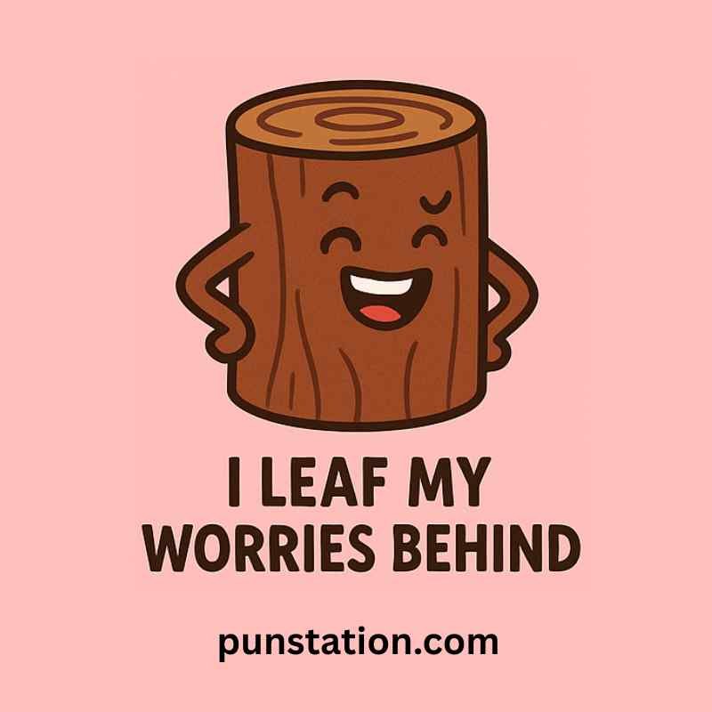 a cartoon of wood is laughing with short pun