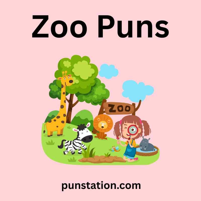Zoo cartoon is under text zoo puns