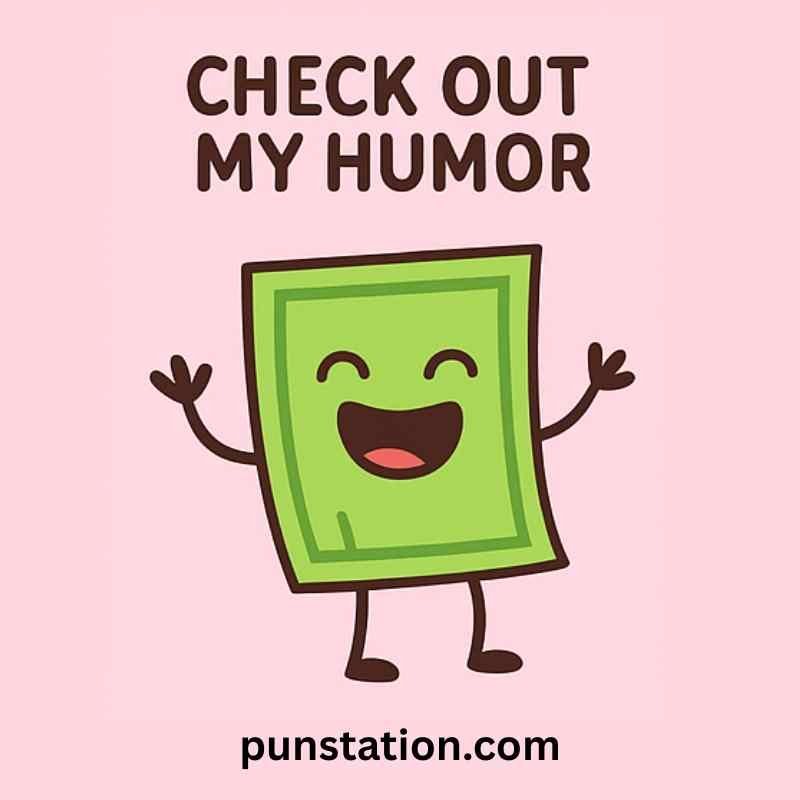 Funny currency note cartoon is laughing with short pun