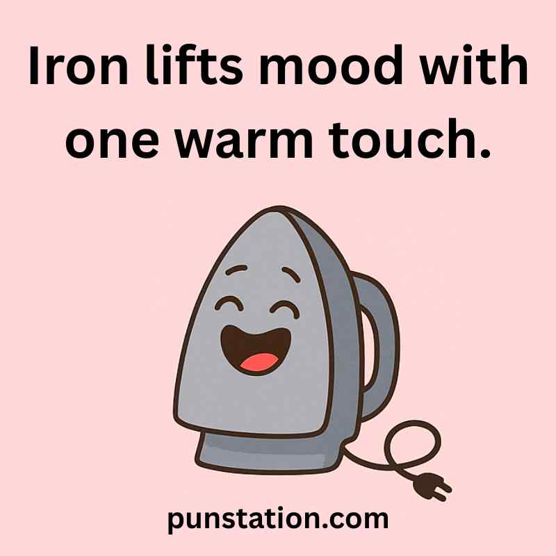 A cartoon of iron is laughing with funny pun