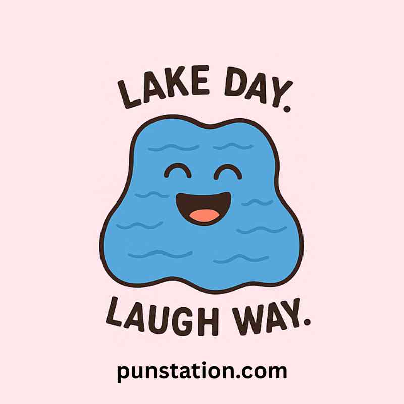 Lake cartoon is laughing with short pun