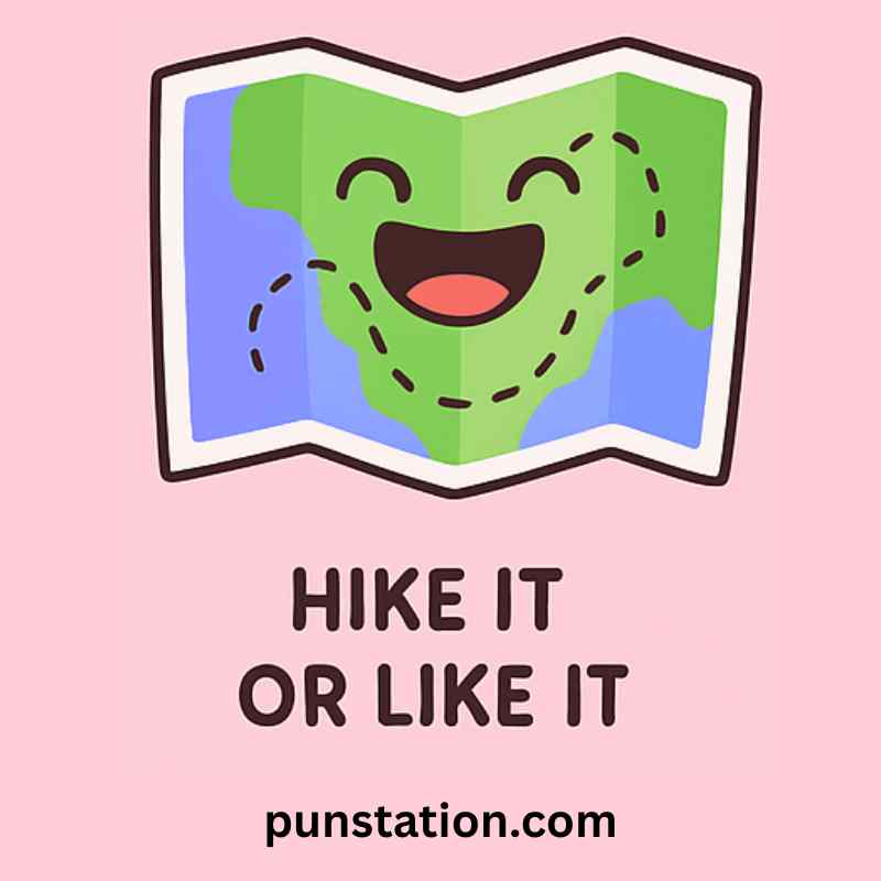 Map cartoon is laughing with travel puns