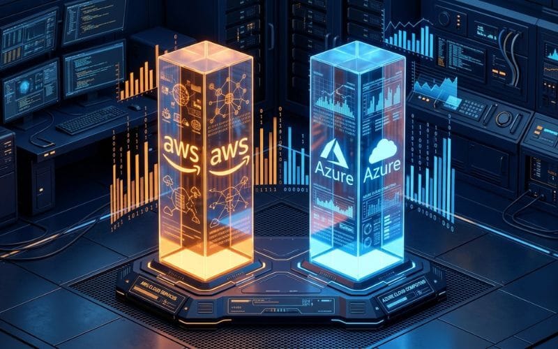 Droven io AWS vs Azure comparison performance and speed benchmark 2026 graphic.