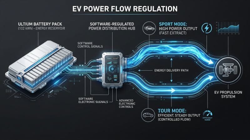 Minimalist diagram explaining Cadillac Lyriq battery power extraction mapping