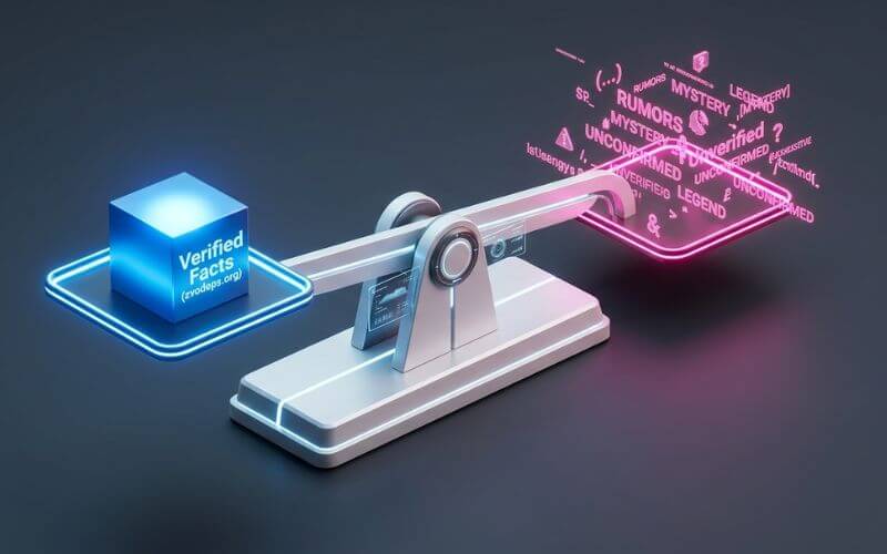 An abstract digital balance scale weighing facts and rumors about Zvodeps.