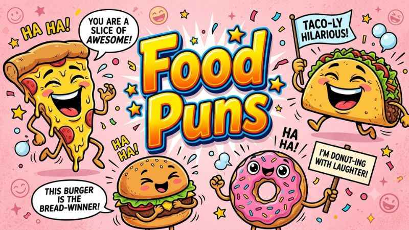 Food puns illustration