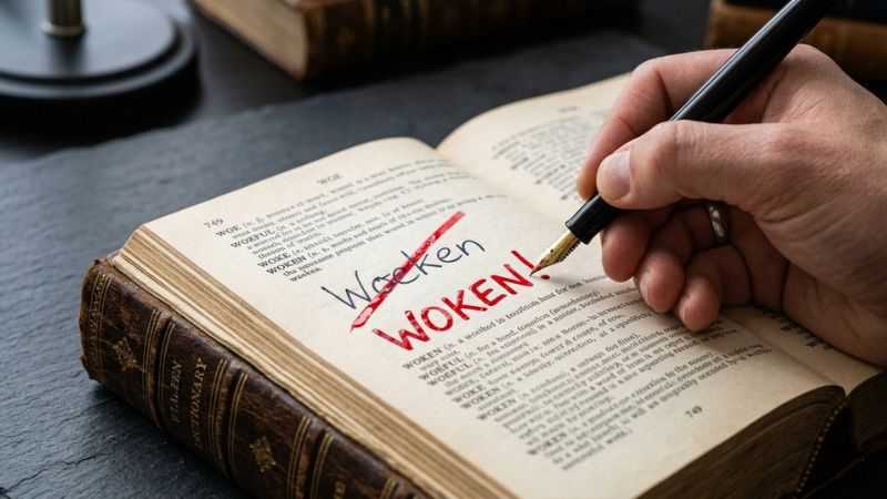A real dictionary check exposing if woeken is a real word with a red correction mark.