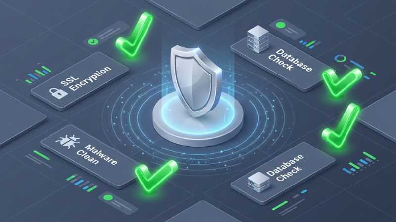 echnical security scan dashboard verifying the domain protocols and safety metrics