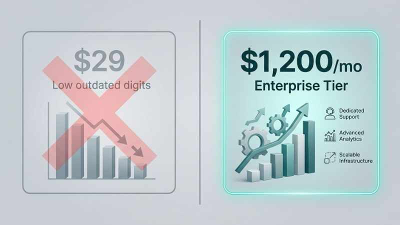 Graphic displaying the confusion between cheap standard software pricing and expensive platform costs