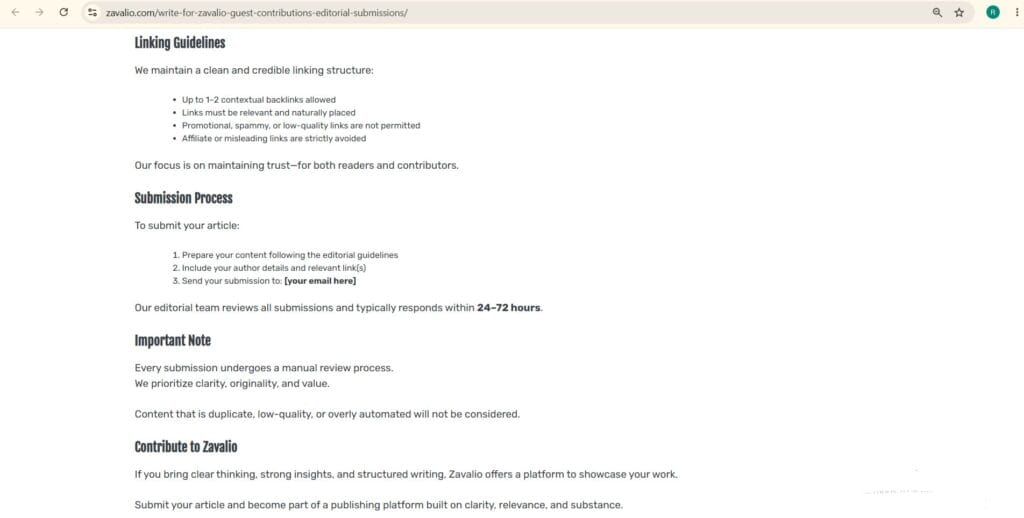 zavali com guest Contribution submission screenshot