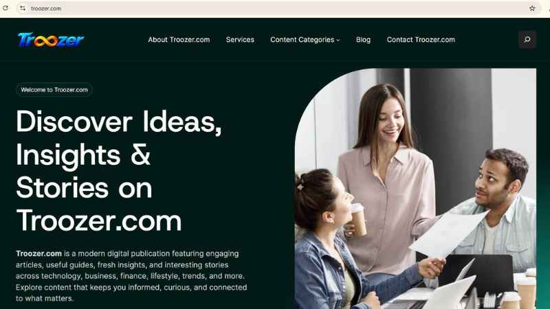Screenshot of Troozer Com Website's Homepage