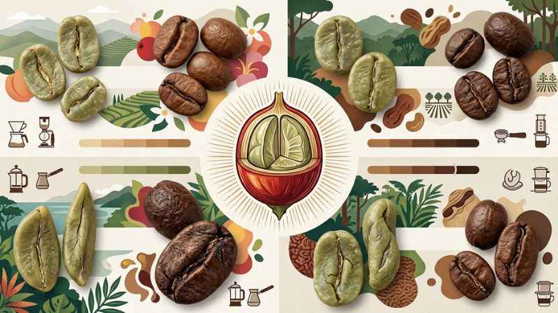 Comparison of Arabica Robusta Liberica and Excelsa coffee beans