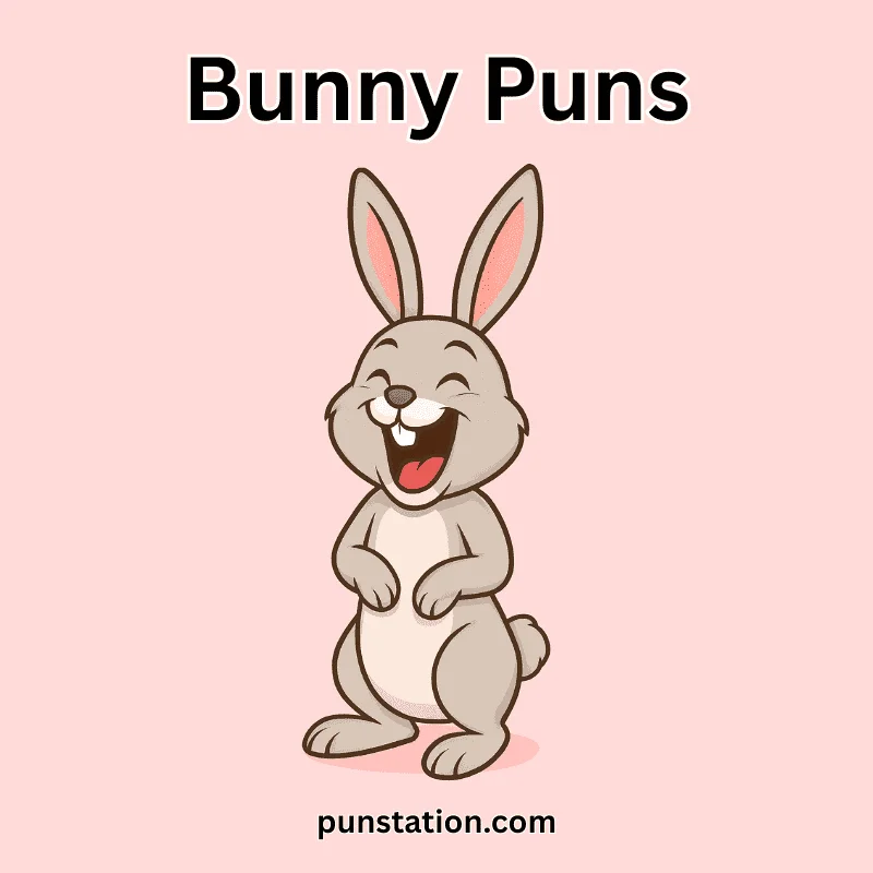 Cartoon Bunny laughing at bunny puns and jokes