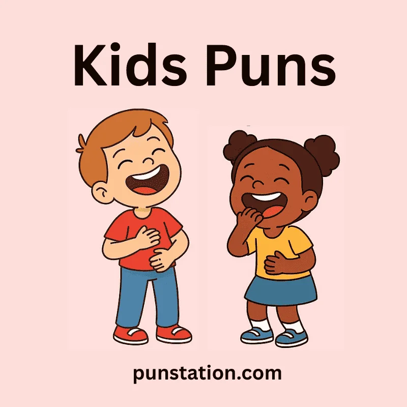 Funny Cartoon Kids Laughing Under Text Kids Puns