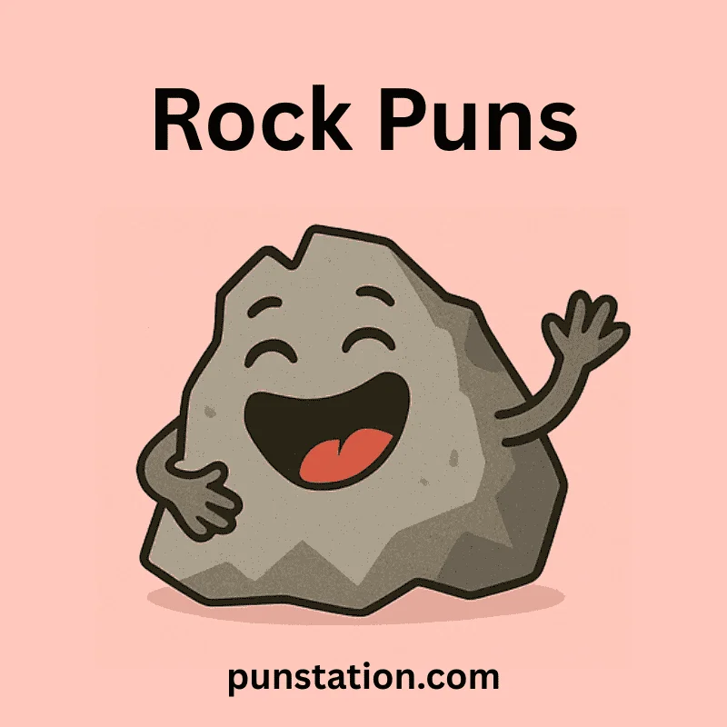 A cartoon of rock laughing under yext rock puns