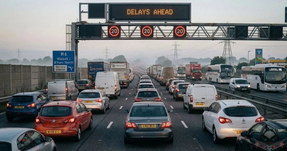 m6 walsall birmingham lanes closure